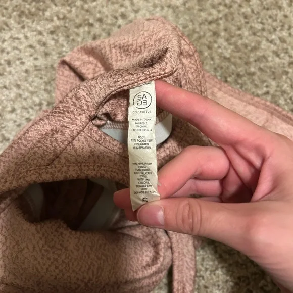 Sage Textured Pink Racerback Sports Bra - Picture 2 of 4